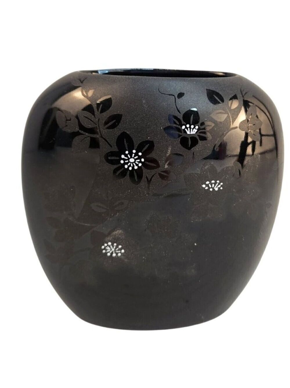 Russ Berrie Black Ceramic Decorative Small Vase 5054